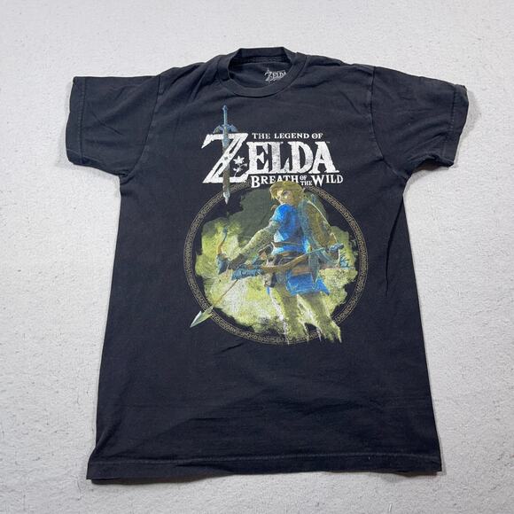 The Legend Of Zelda T-Shirt Men Small Black Breath Of The Wild Link Graphic Game - Picture 1 of 8